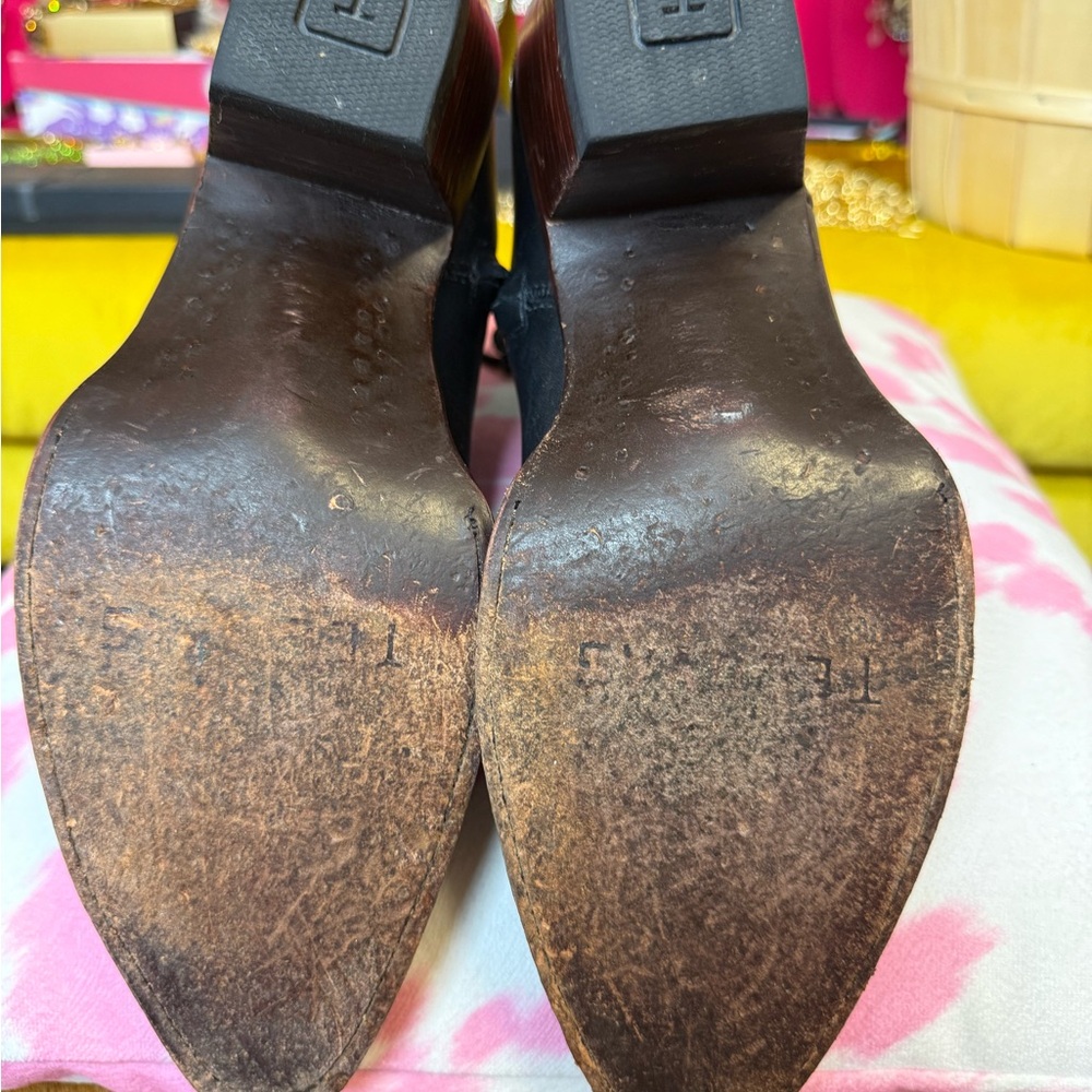 Tecovas The Daisy Black Cowhide Leather Western Ankle Boots w/ Stacked Heel 9 - Picture 11 of 14